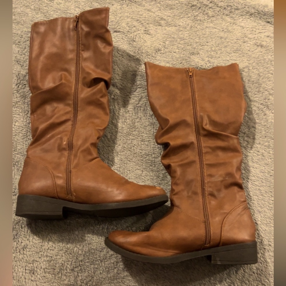 Charlotte Russe Plateau Ruched Faux Leather Boots
